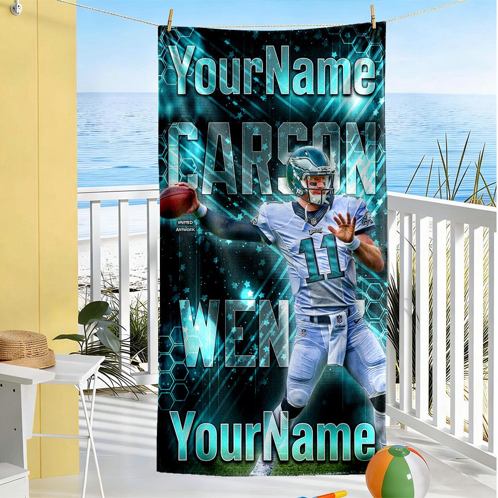 Philadelphia Eagles Personalized Name Beach Towel Soft Durable Quickdry Perfect For Traveling Yoga Camping And Swimming
