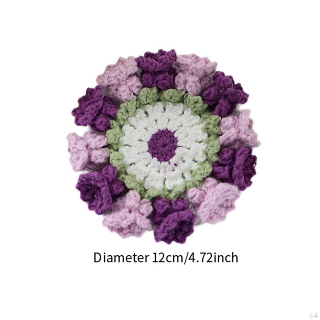 Crochet Coaster Cup Mat Cute Lily of The Valley Flower for Tabletop Dining Room