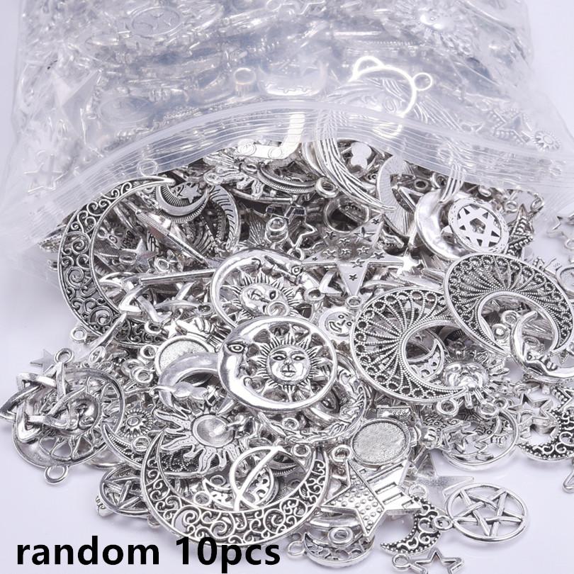 Light Gold Color Random Mix 10/20/30/50pcs Sun Moon Star Charms For Jewelry Making Materials To Make Bracelets Handmade Pendant