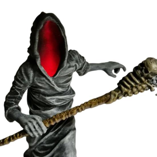 Sensenmann mit Sense Statue Gotische Umhang Stehender Sensenmann mit Sense Figur für Halloween Heim Büro Schreibtisch Deko