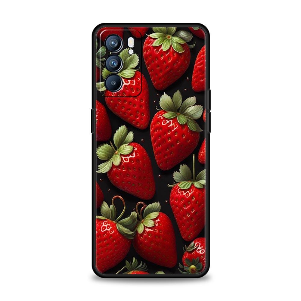 

Summer Strawberry Flowers Print Case For Oppo A54 A53 A52 A15 A95 A16 A78 A79 A80 A98 4G Find X5 X6 Reno10 12 13 F Pro 5G Cover Oppo A53
