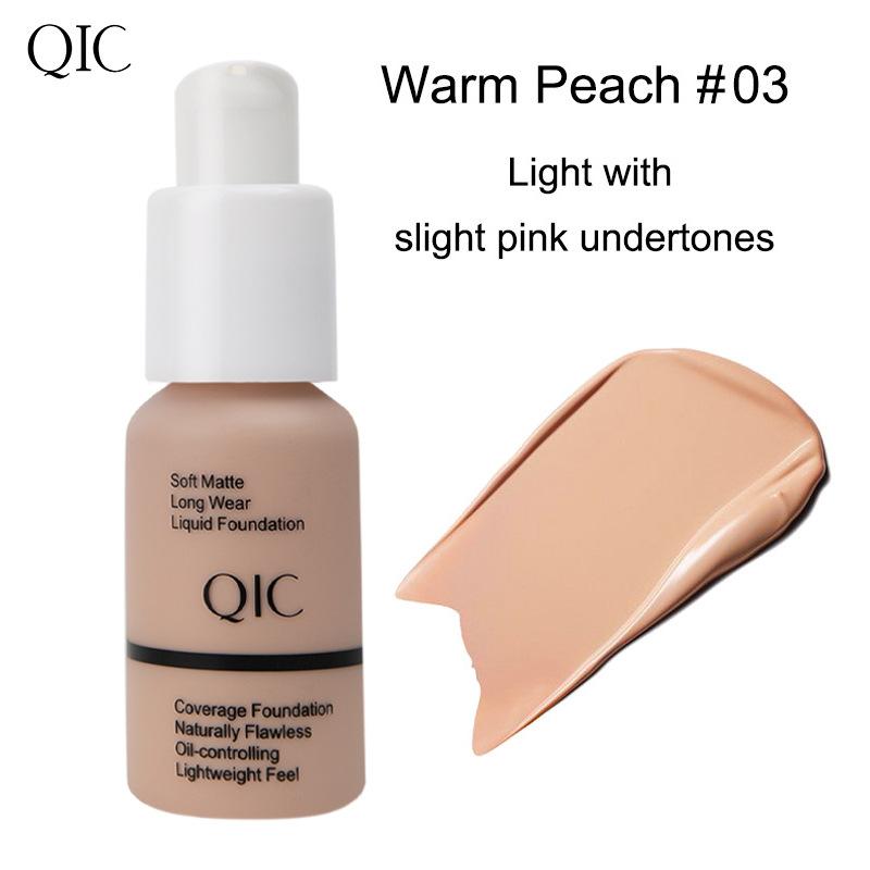 QIC Foundation Makeup Concealer Waterproof Long-Lasting Pore Minimizing Oil Control 30ml