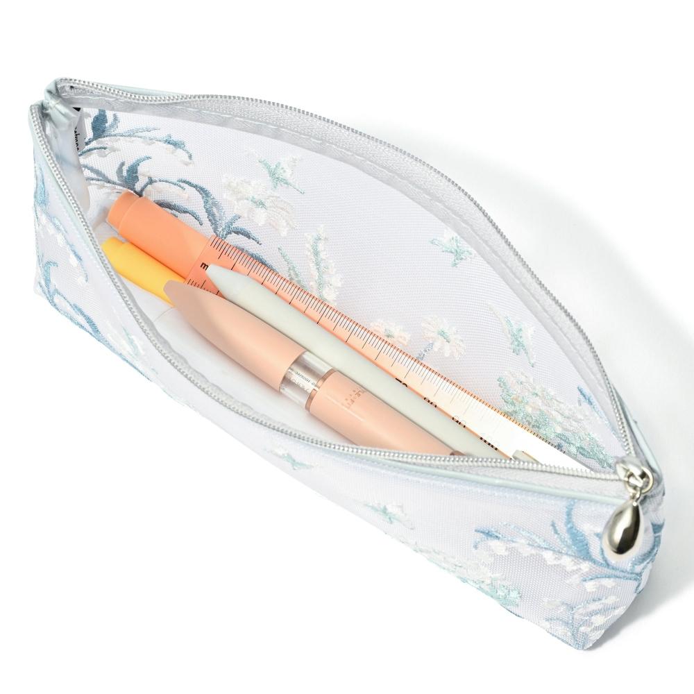 Franc Franc Japan Netz Stickerei Stift und Zahnbürste Tasche Hellblau