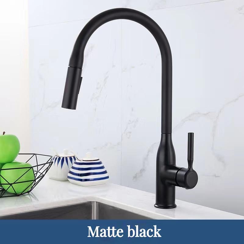 Pull Out Spout Kitchen Faucet Rotatable Spring Faucets Brass Mixer Tap Hot Cold Water Taps with Pull Down Sprayer Chrome