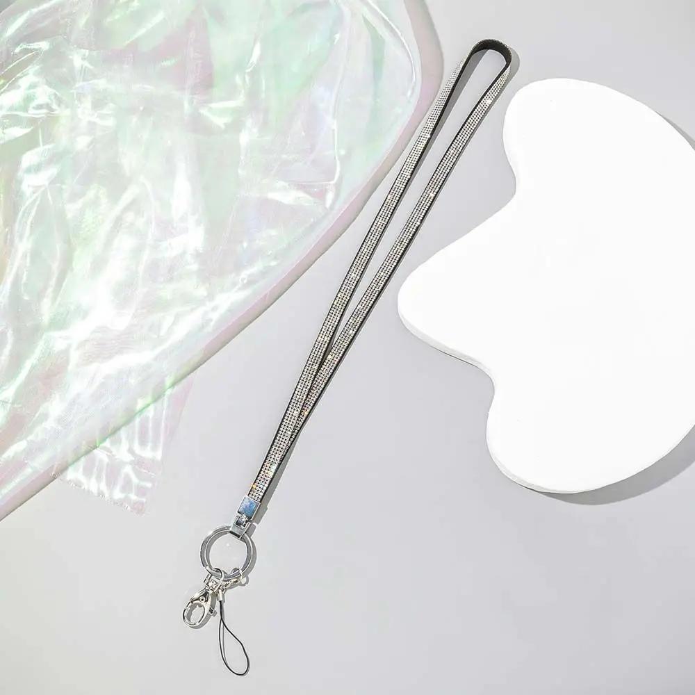 

Neckband Lanyard Hang Rope Keys Holder Luxury Rhinestone Mobile Phone Straps Keychain Lanyard Neck Strap Phone Lanyard білий
