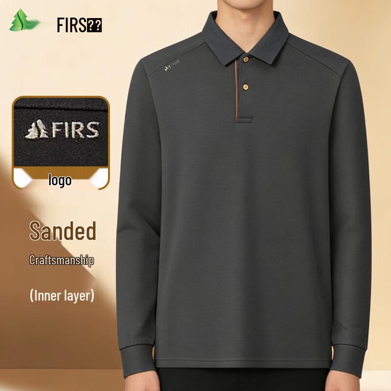 FIRS Men s Brushed Mulberry Silk Blend Long-Sleeve Polo Shirt M 48