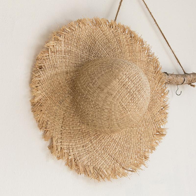 Garden Supplies My Women's Summer Natural Raffia Sun Hat For Wide Brim Fashion Floppy Shade Dome Straw Hat Girl Outdoor Vacation Beach Hat Panama 54-58Cm