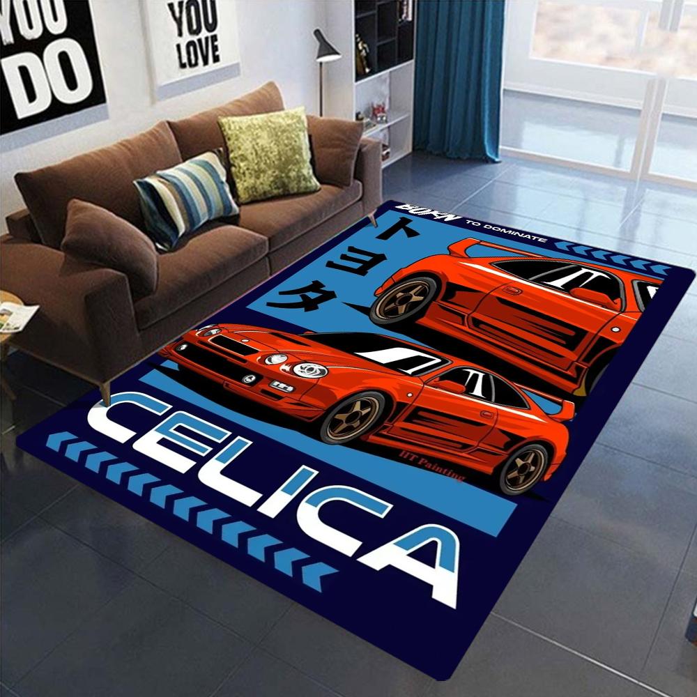 Luxury Retro J-JDM Inspired Car Theme Rug Living Room Bedroom Floor Mat Stylish Sofa Carpet Gaming Room Decor NonSlip Floor Mat