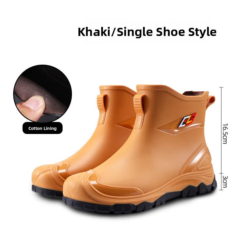 Men's Waterproof Rain Boots Anti-Slip Wear-Resistant Kitchen Oes Fiing Car Wa Very Labor Protection Warm Water Shoes