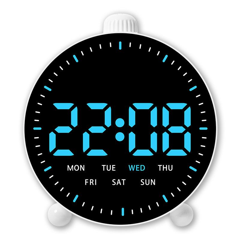LED Digital Alarm Clock Date Week Display 2 Alarms Countdown Timer Second Hand Clock Bedside Electronic Clock 12/24H USB Powered