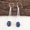 Oval London Blue Topaz Gemstone 925 Silver Dangle Drop Trendy Handmade Earrings EE-136-10