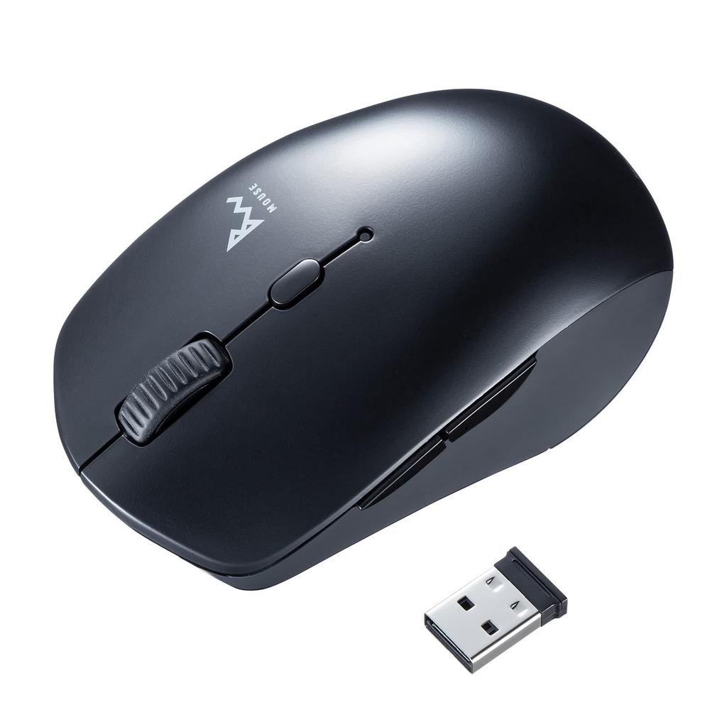Sanwa Supply Mouse Combo (Bluetooth + 2.4GHz Wireless Compatible), Silent Buttons, Blue LED, 5 Buttons (Back & Forward), Medium, Black, MA-WBTBL193BK