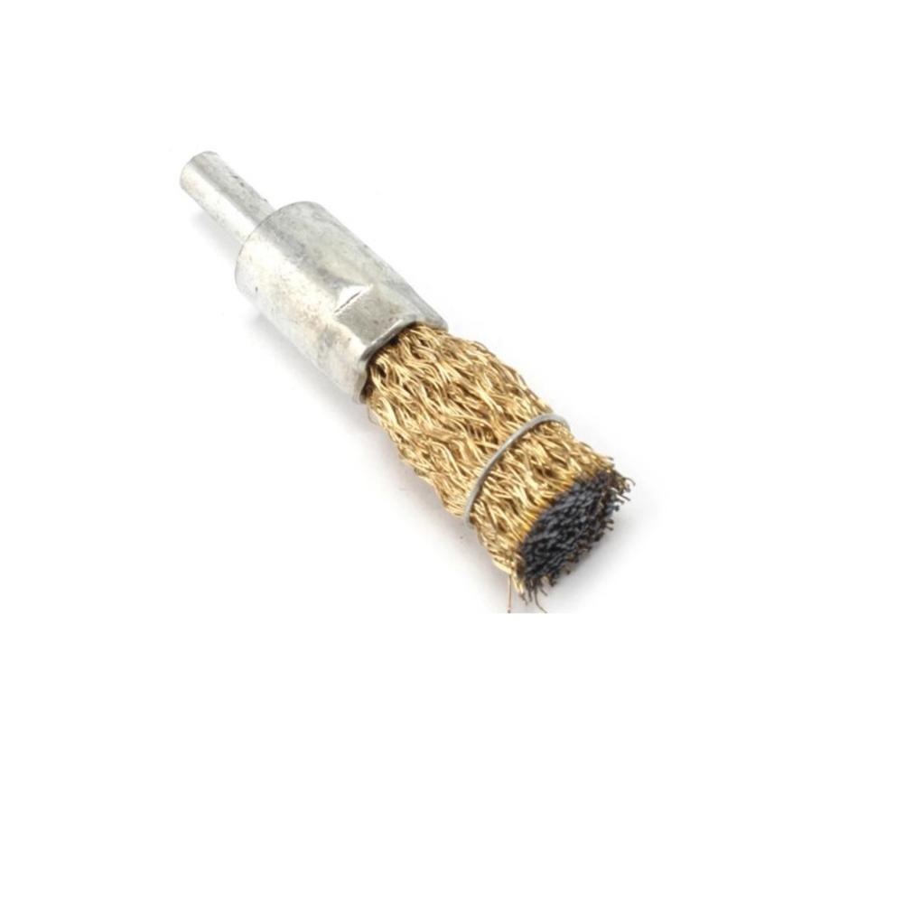 5Pcs 6mm Shank Copper Plating Stainless Steel Wire Wheel Brushes Rotary Tool For Deburring Removal Rust Metal Polishing