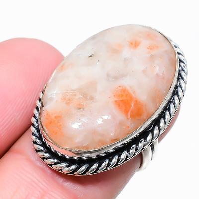 Sunstone Gemstone 925 Sterling Silver Jewelry Ring Size 6.5 D9Z87