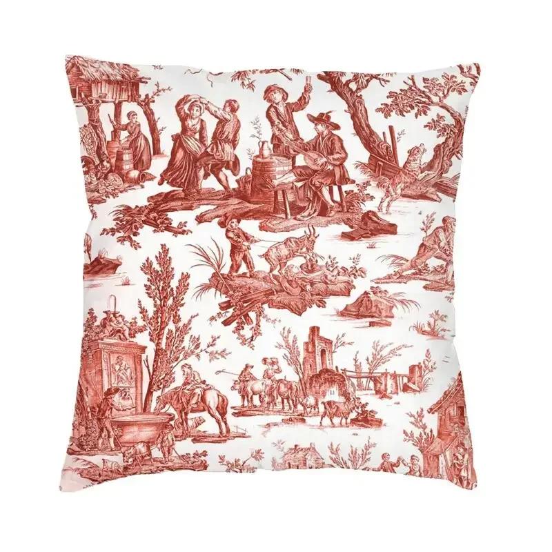 Toile De Jouy Sepia Vintage Pařížský Umělecký Design Čtvercový Povlak na Dekorační Polštář D Oboustranný Tisk Potah na Polštář pro Pohovku