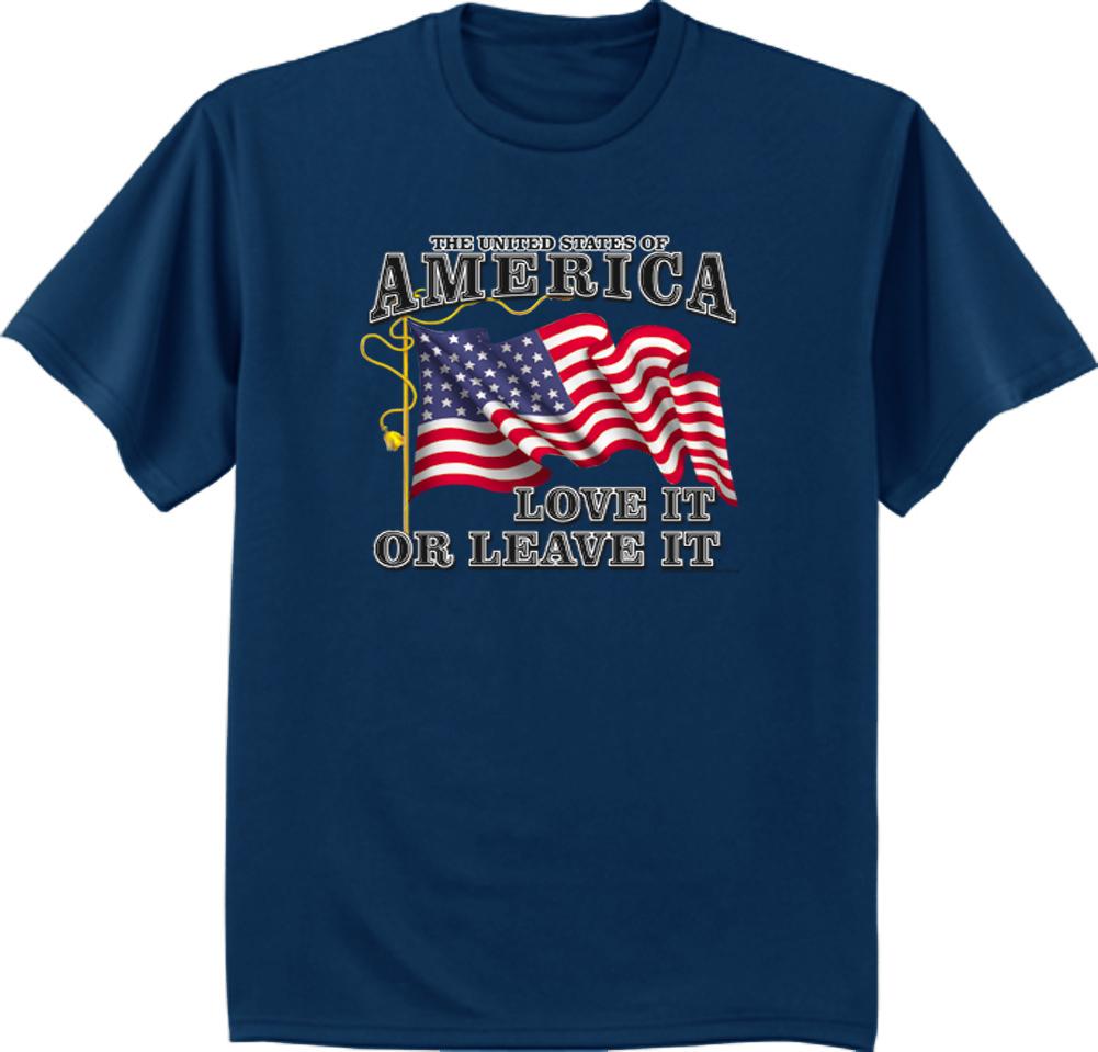 Men s t-shirt USA Love it or leave it funny saying American Flag tea party army S