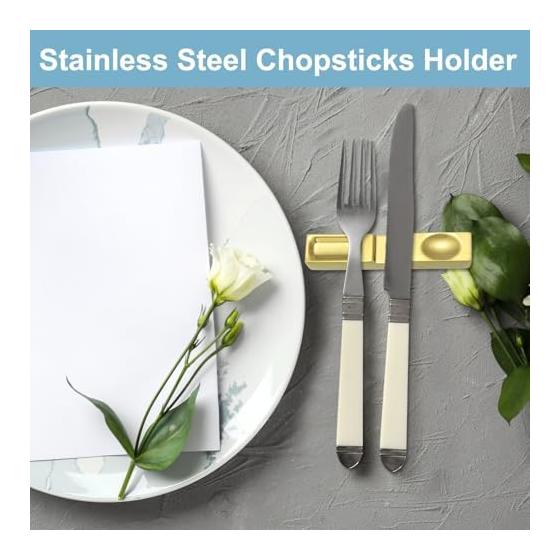uxcell 2 Pcs Chopstick Rests, 304 Stainless Steel Utensil Holder, 10.5cm x 2cm x 1.3cm, Spoon Fork Teaspoon Rest, Dining Tool Rest, Kitchenware,