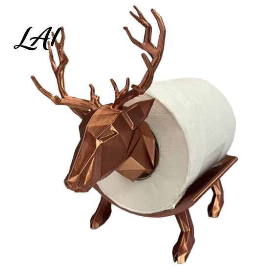 Durable Toilet Paper Stand 3D Printed Elk Holder Stable Base Bathroom Tissue Roll Decorative Holder Dispenser Waterproof PLA Towel Storage for Home