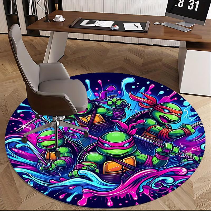 Teenage Mutant Ninja Turtles,TMNT Chair Mat Round Rug Office Carpet, Machine Washable, Non Slip, Suitable for Living Rooms, Bedrooms