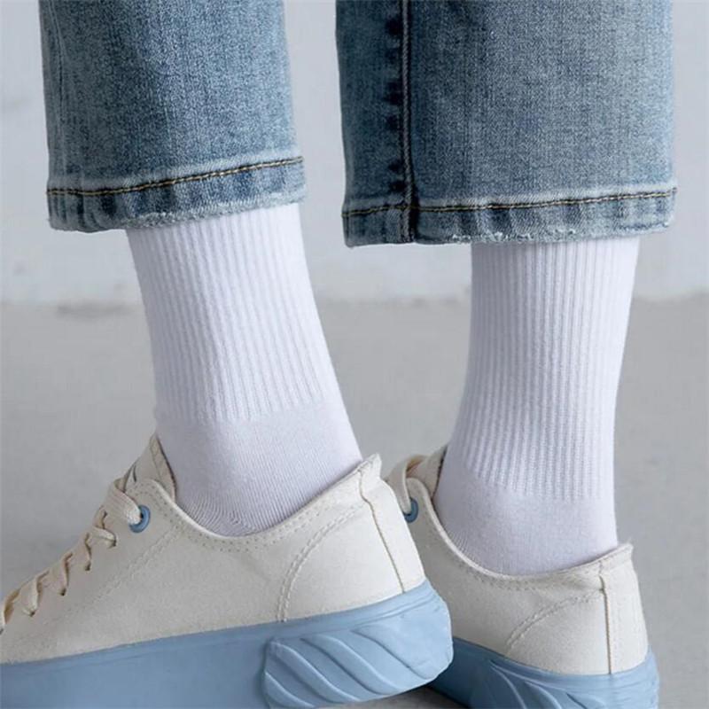 5 Pairs High-top Black White Long Socks Pure Color Japanese Tube Socks Breathable Men/Women Sports Casual Simple Sox