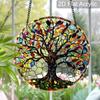 Acrylic Colorful Tree of Life Suncatcher Stained Glass Effect Window Hanging Ornament Nature Themed Gift for Home