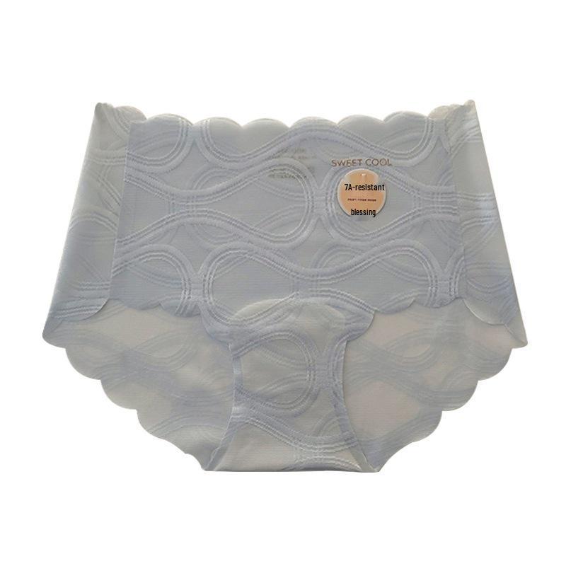 Lace Women's Panties: Mid-Waist, Antibacterial Cotton Briefs with Extended Crotch for Summer