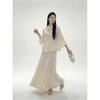 2026 Spring/Summer Chinese Zen Style Elegant Top and Skirt Set - Cool, Slimming, and Sophisticated Two-Piece Ensemble