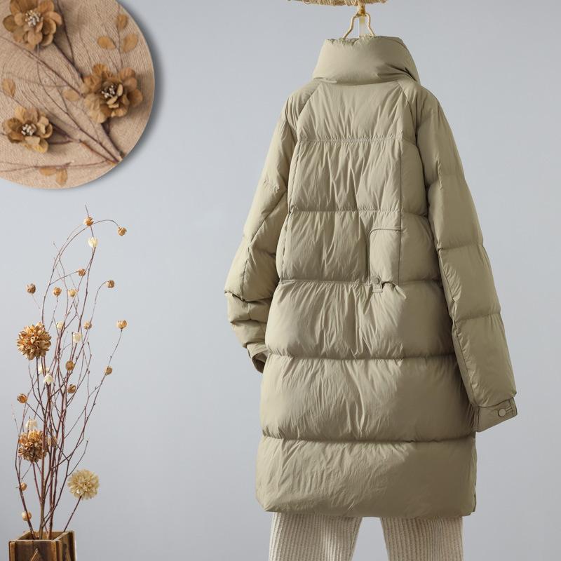 Winter down jacket women's medium and long small fashion 2024 autumn medium and thick Korean version of thin white duck down jacket tide