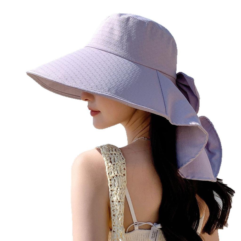 Summer outdoor sun protection sun hat women's big eaves sun protection face protection UV protection bucket hat shawl hat