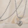 Fashion Heart Shaped Titanium Steel Necklace With Rhinestone Pendant For Women