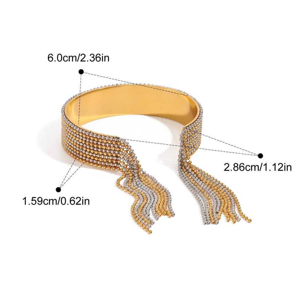 Yori Statement Stainless Steel Chain Tassel Bracelet Finger Ring 18K PVD Plated High Quality Charm Stylish Golden Jewelry