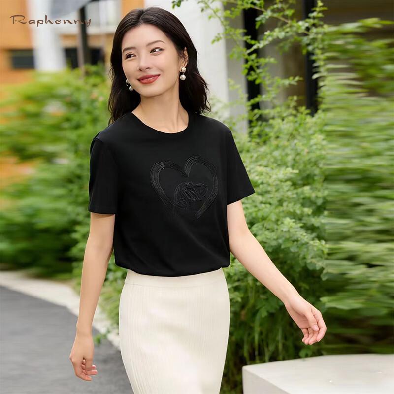 

Raphenny Women s Embroidered Short-Sleeve T-shirt XL