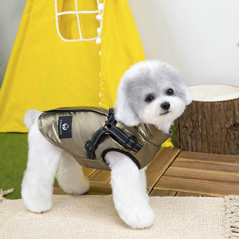 Pet Winter Vest Dogs Waterproof Padded Chest-Back Design Reflective Stripes Casual Wear