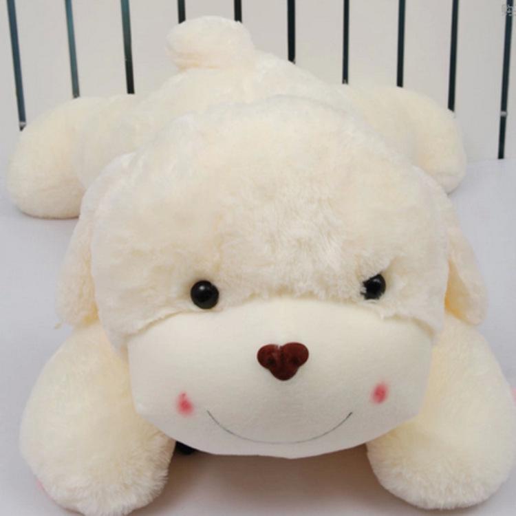 Smiling White Puppy Plush Toy - Cute Fluffy Dog for Car Decoration or Birthday Gift