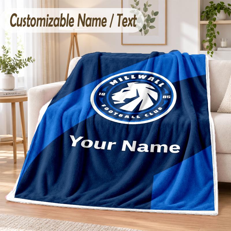 Custom Text Flannel Blanket Millwall Print Warm Cozy Blanket Home Sofa Bedding