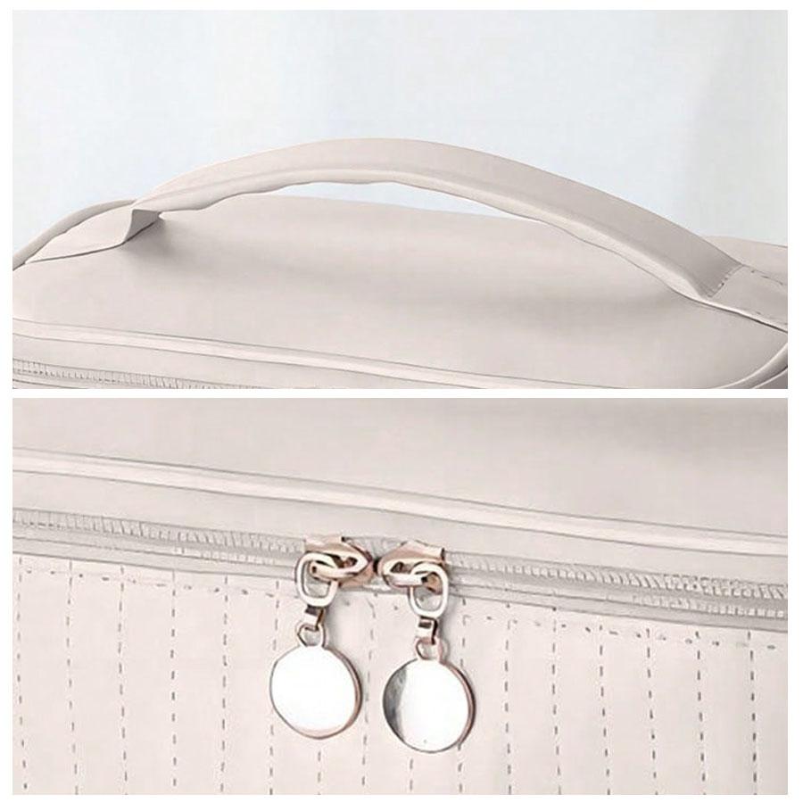 Make-up-Taschen für Frauen, Reise-Kulturtasche, süße Etuis, tragbare, einfarbige Make-up-Organizer-Box, Kosmetiktasche aus Leder