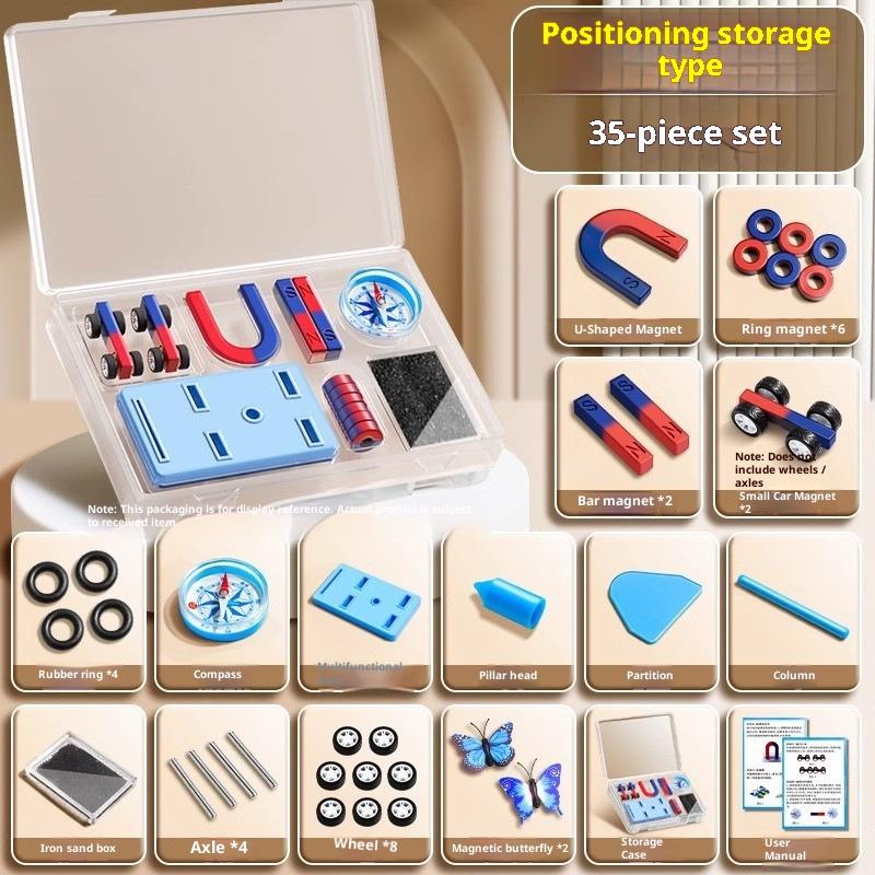 Set 1 Educational Experiment With Bar Ring Horseshoe U Shape Magnets And Compass Stem Physics Science Magnet Kit For Kids
