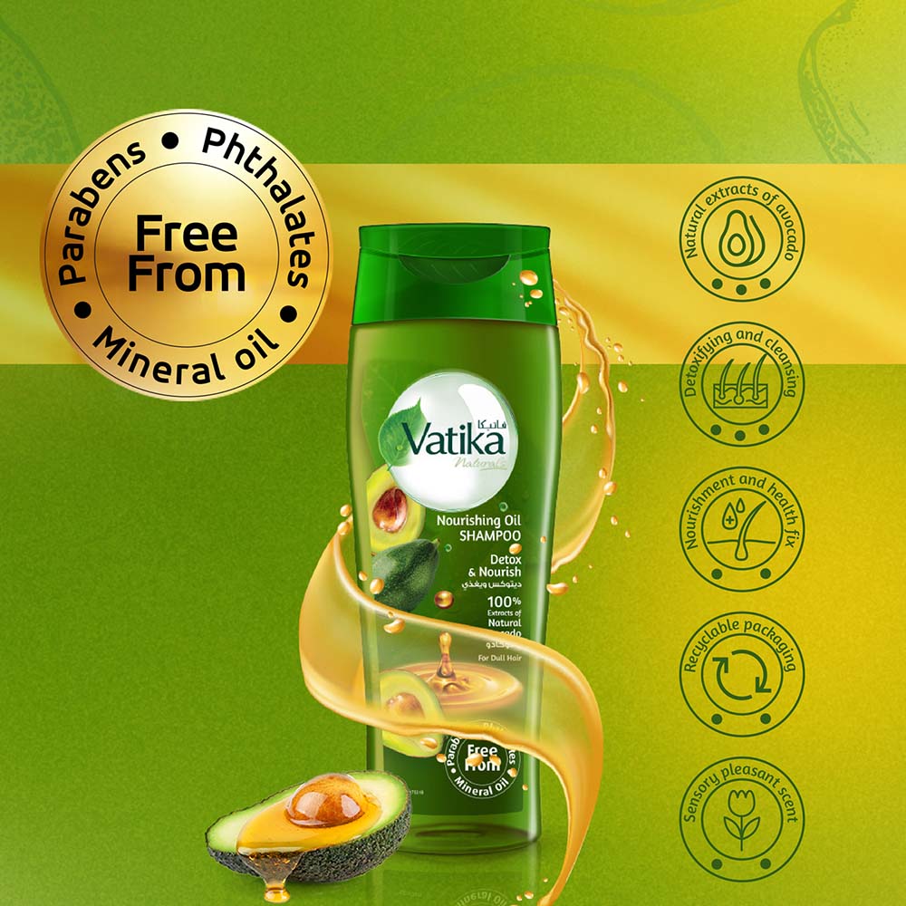 Shampoo For Dull Hair | Strengthen & Nourish | Vatika Naturals Avocado Nourishing 2-in-1 Oil Shampoo 425 Ml | Natural & Herbal Enriched with Avocado |
