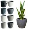 Resin Flower Pot for Living Room Large Tall Planter, Thickened Faux Stone Plant with Embossed Minimalist Home Garden Decor Texture, Modern Decorative