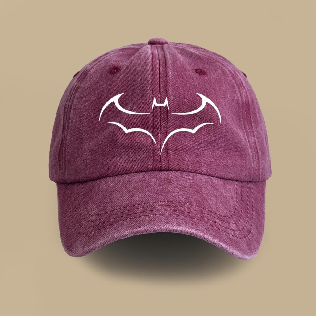 Retro washed soft top hat trendy bat pattern casual cap spring and summer outdoor versatile travel baseball cap