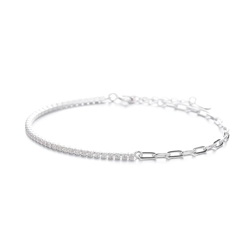 

Bracelet Women S High-End Zircon Niche Design Tennis Chain Simple Diamond Versatile Hand Jewelry серебряный