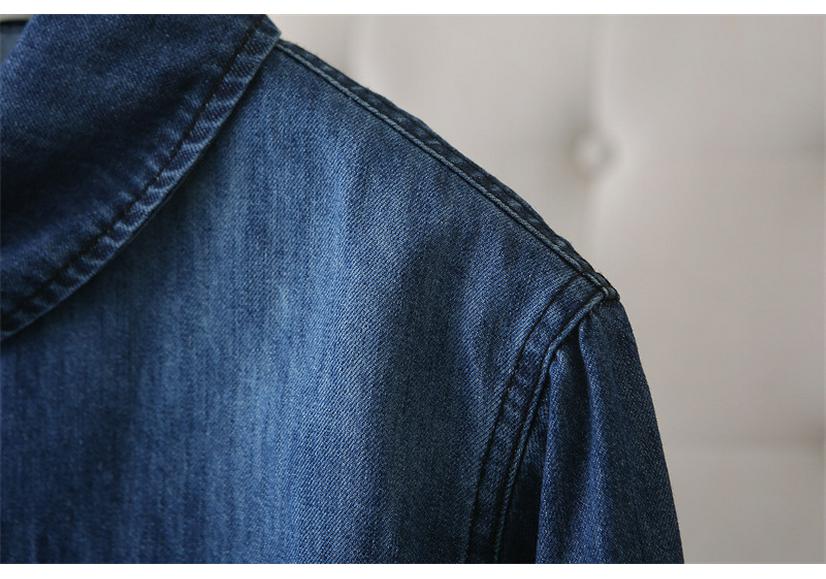 2026 Spring Plus Size Flowy Collar Denim Shirt for Women - Long Sleeve Slimming Jacket Fashion Top