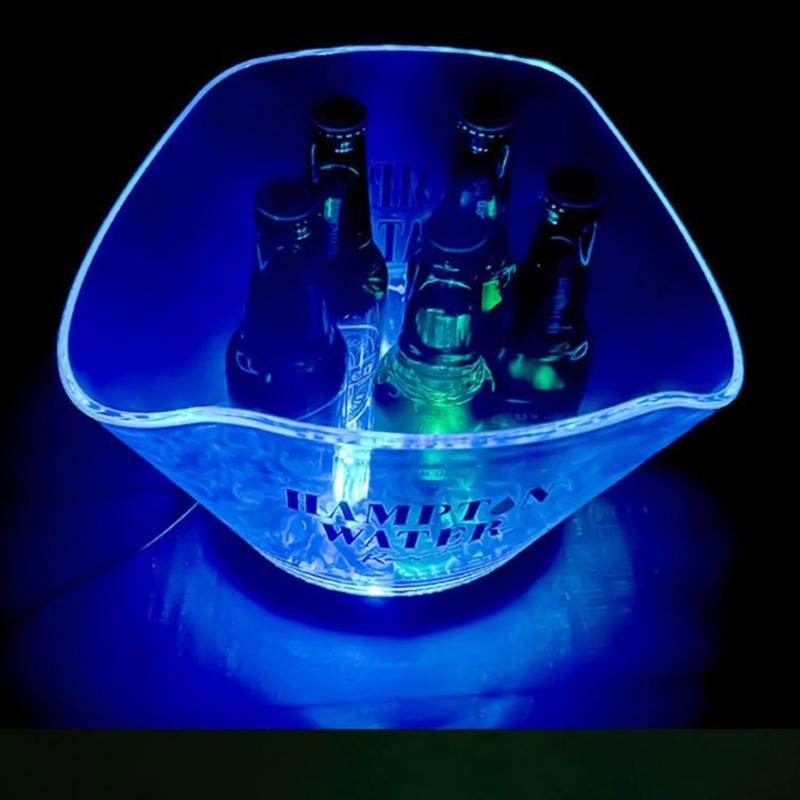 Illuminated Ice Buckets Transparent Beverage Tub with Glowing LED Champagne Container Beverages Chiller for Parties