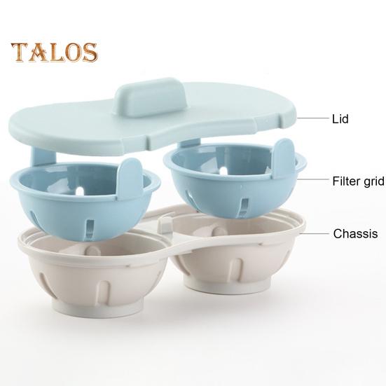 Pocheuse à œufs Pour Micro-ondes Double Tasse - Capacité 2 œufs - Sans BPA, Lavable Au Lave-vaisselle - Cuisson Vapeur Rapide