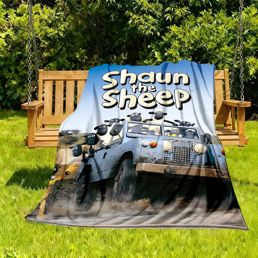 1pc Sheep Shaun Outdoor Blanket Lightweight Flannel, Soft & Warm, All-Season Use for Sofa, Outdoor, Camping, Living Room042