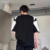 Spring and Summer New Men's Color Block Printing Shoulder Pad Loose Casual Short Sleeve T-shirt