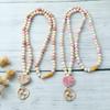 Heart Tassel Silicone & Wooden Bead Keychain Lanyard Necklace
