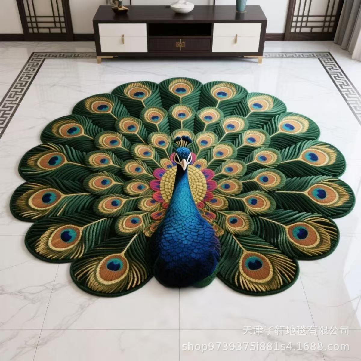 3D Pfau Teppich für Wohnzimmer Schlafzimmer Badezimmer Blume Bodenmattejavascript: 60 * 60Cm gray