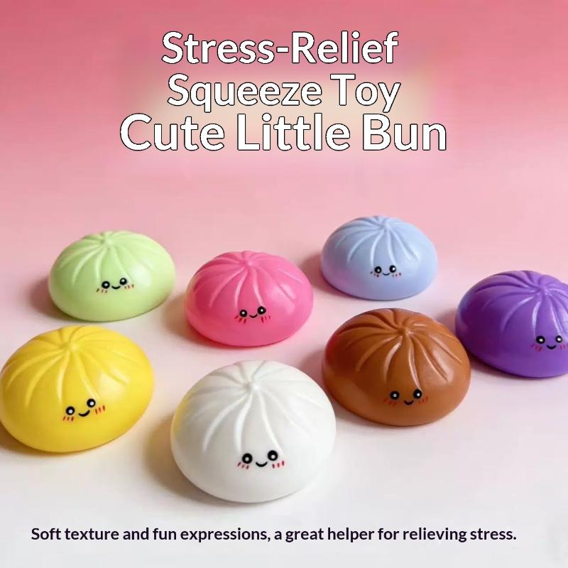 1 Set Soft Steamed Bun Fidget Toy Colorful Stress Reliever for Office Home Travel Relaxation Gift