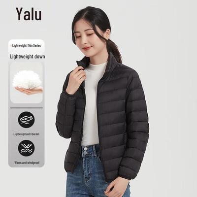 Yalu Women's Lightweight 90% White Duck Down Stand-Up Collar Jacket
